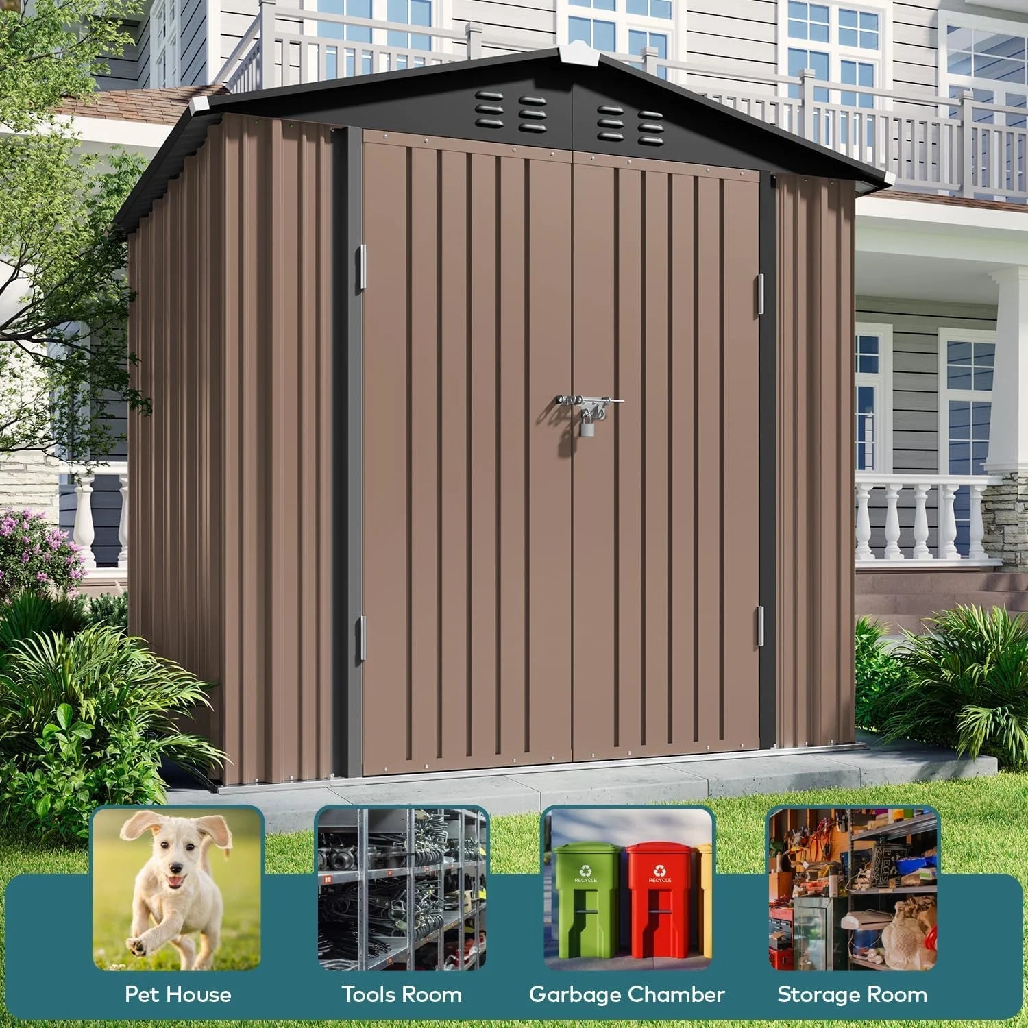 Lofka 6 x 4ft Shed and Outdoor Storage , Durable Metal Garden Shed with Lockable Door, Weather-Resistant Steel Tool Shed for Backyard, Patio, Grey