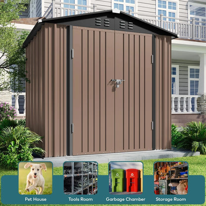 Lofka 6 x 4ft Shed and Outdoor Storage , Durable Metal Garden Shed with Lockable Door, Weather-Resistant Steel Tool Shed for Backyard, Patio, Grey