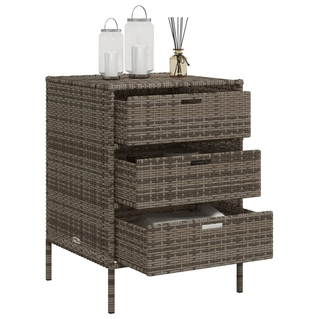 vidaXL Patio Storage Cabinet Brown 21.7"x23.2"x27.2" Poly Rattan