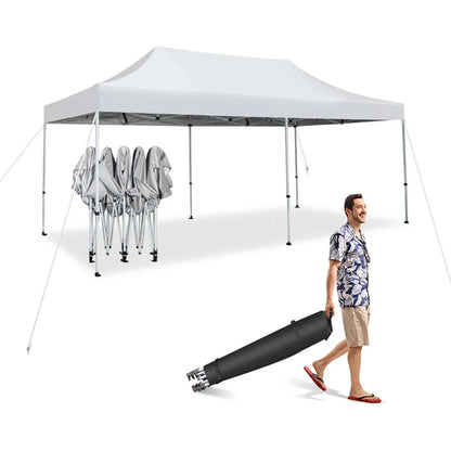 Spaco 10 x 20 Feet Outdoor Pop-Up Patio Folding Canopy Tent-White, Party Tent for Outside Party Waterproof Tent BBQ Shelter