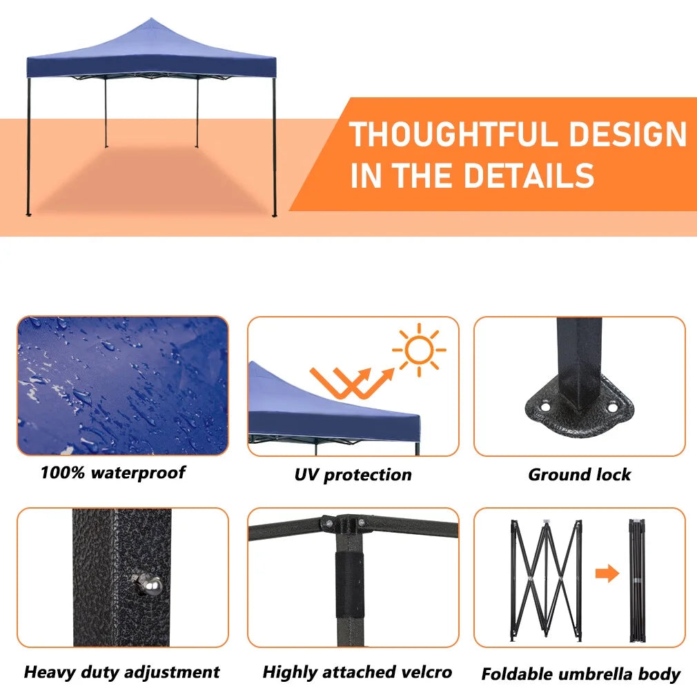 CL.HPAHKL 10' x 10' Outdoor Pop Up Canopy Tent with Wheeled Bag, Outdoor Shade Tent for Party One Push Patio Tent Canopy Instant Slant Leg Conopy for Backyard Outdoor Patio and Lawn