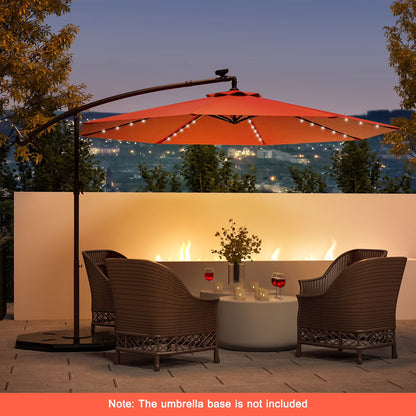 Costway 10 Ft Patio Solar LED Offset Umbrella 40 Lights Crank Base Turquoise