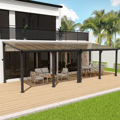 10 ft.10 ft. Hardtop Outdoor Gazebo Pergola Aluminum Framed with Sloping Pitched Roof for Garden, Patio