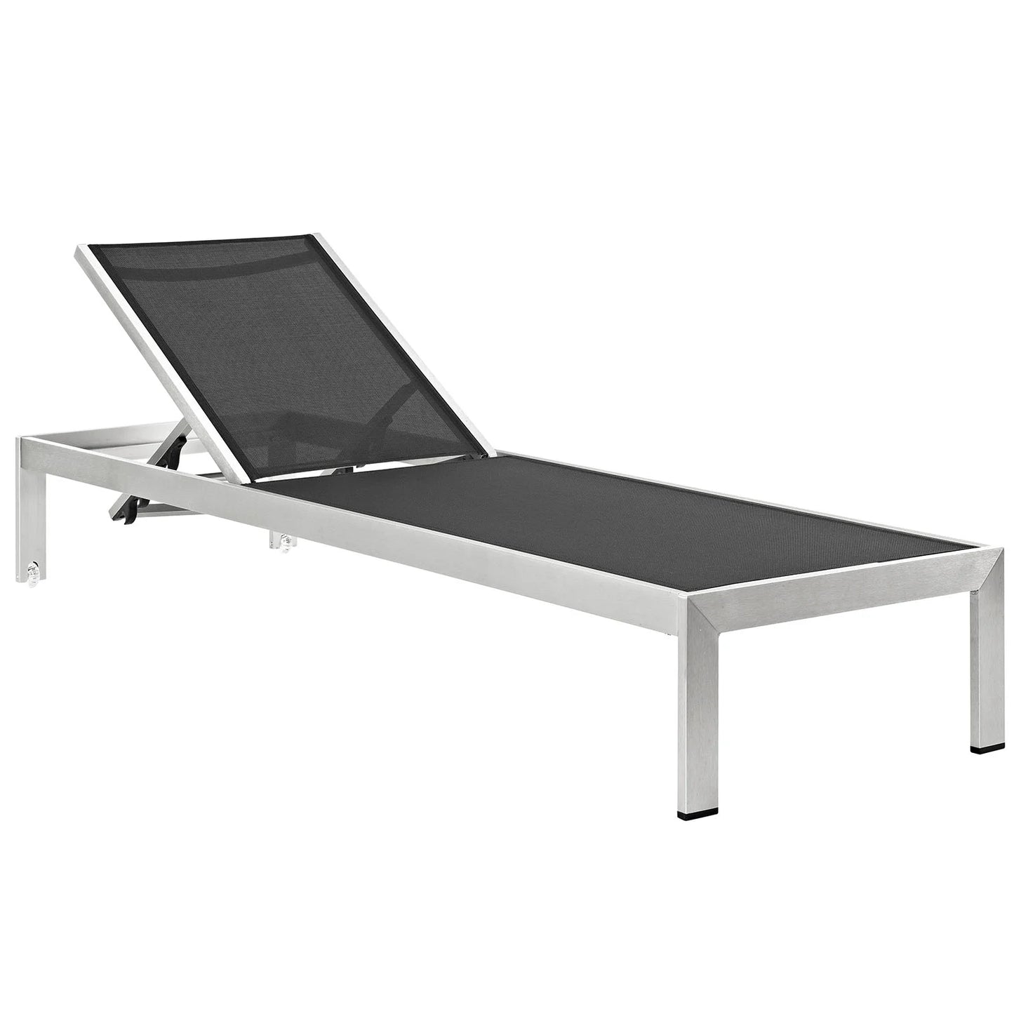 Modern Contemporary Urban Design Outdoor Patio Balcony Chaise Lounge Chair, Black, Metal Aluminum