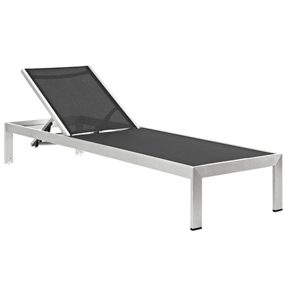 Modern Contemporary Urban Design Outdoor Patio Balcony Chaise Lounge Chair, Black, Metal Aluminum