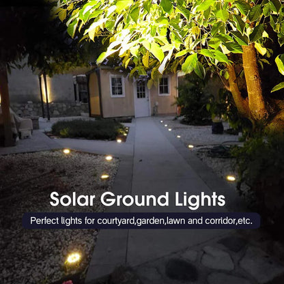 Rirool Solar Ground Lights, 8 LED Solar Disk Lights Outdoor Waterproof for Garden Yard Patio Pathway Lawn Driveway Walkway- Warm White 8 Pack