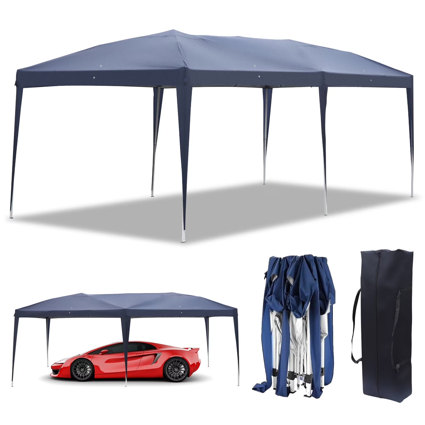 UBesGoo Ez Pop Up Patio Canopy Tent Gazebo Outdoor Party with 6 Sidewalls 10 x 20 ft Blue