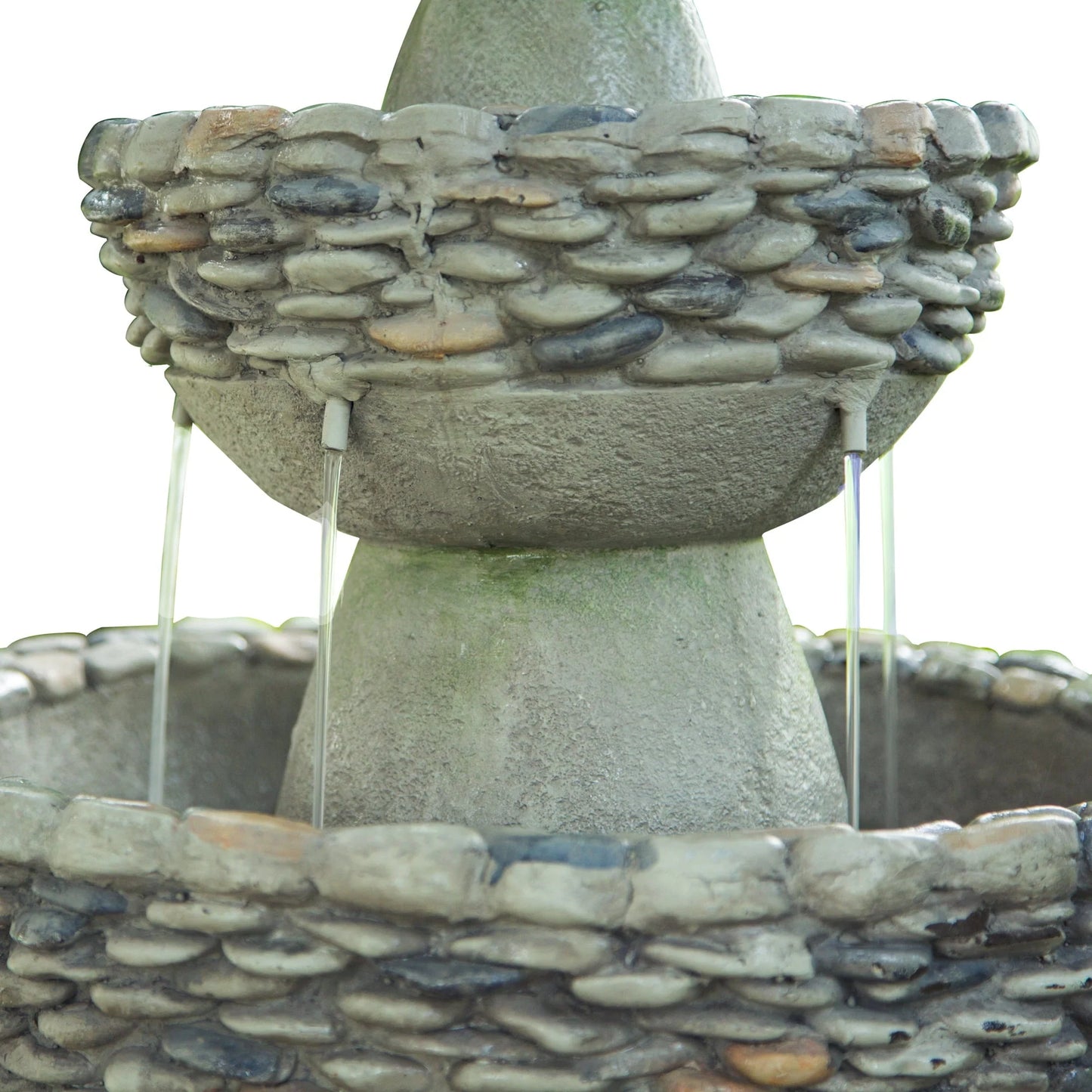 Teamson Home Patios Stone-Look 3-Tier Pedestal Floor Fountain, Gray