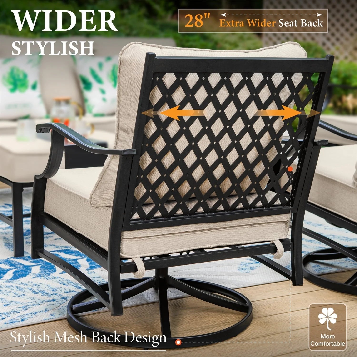 MF Studio 5-Seat Patio Conversation Set Metal Outdoor Furniture Sofa Set for 5 Person Beige