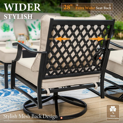 MF Studio 5-Seat Patio Conversation Set Metal Outdoor Furniture Sofa Set for 5 Person Beige