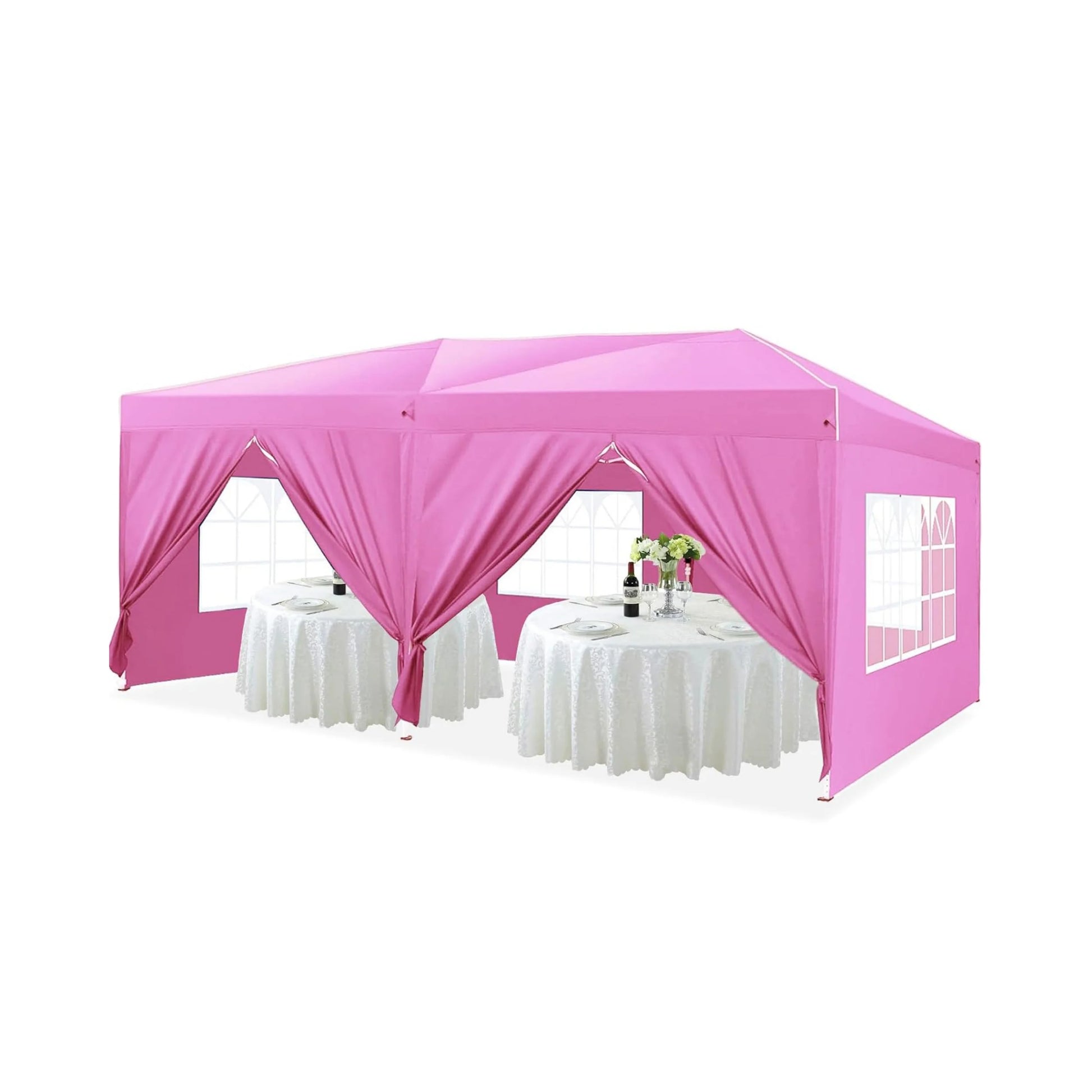 Trilenars 10'x20' Pop-up Canopy Tent With 6 Removable Sidewalls, Waterproof Outdoor Instant Gazebo For Patio Outdoor Wedding Parties And Commercial Events