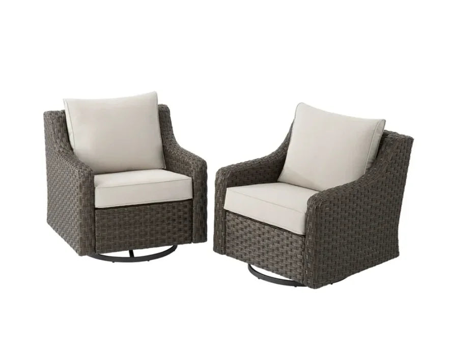 Better Homes & Gardens River Oaks Outdoor 5-Piece Wicker Conversation Set with Patio Cover, Dark Brown