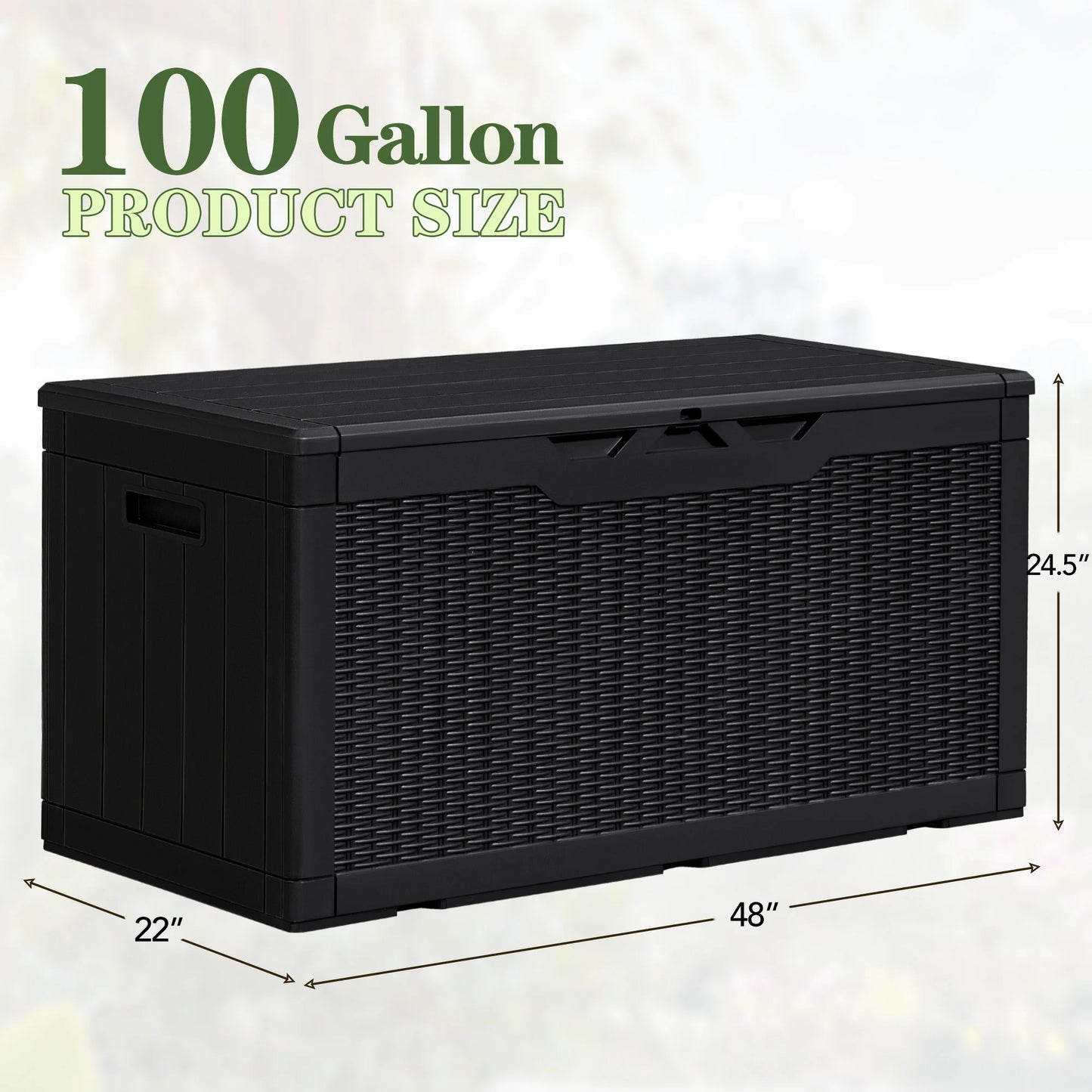 Homall 100 Gallon Outdoor Patio Box Deck Plastic Resin Storage Box Backyard, Black