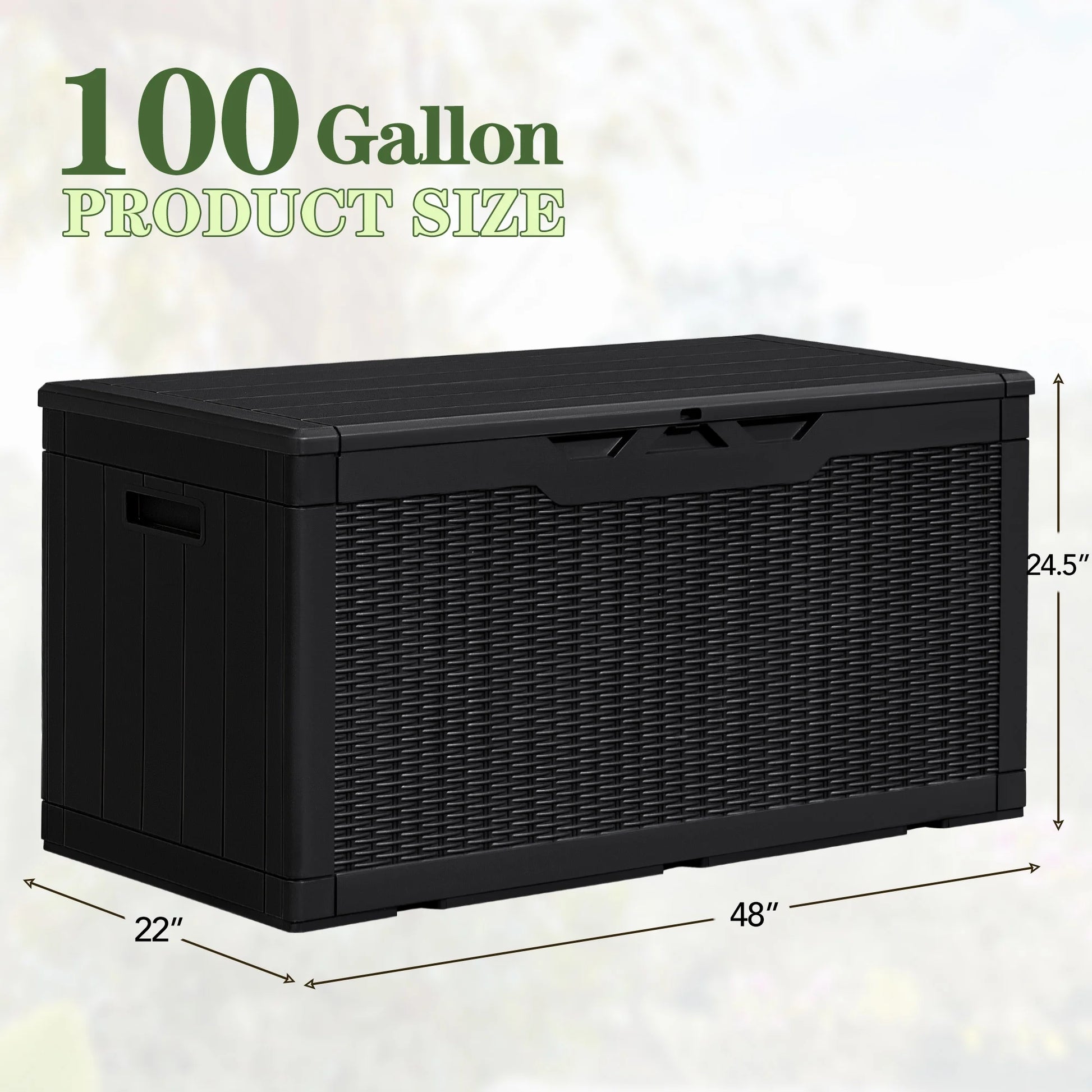 Homall 100 Gallon Outdoor Patio Box Deck Plastic Resin Storage Box Backyard, Black