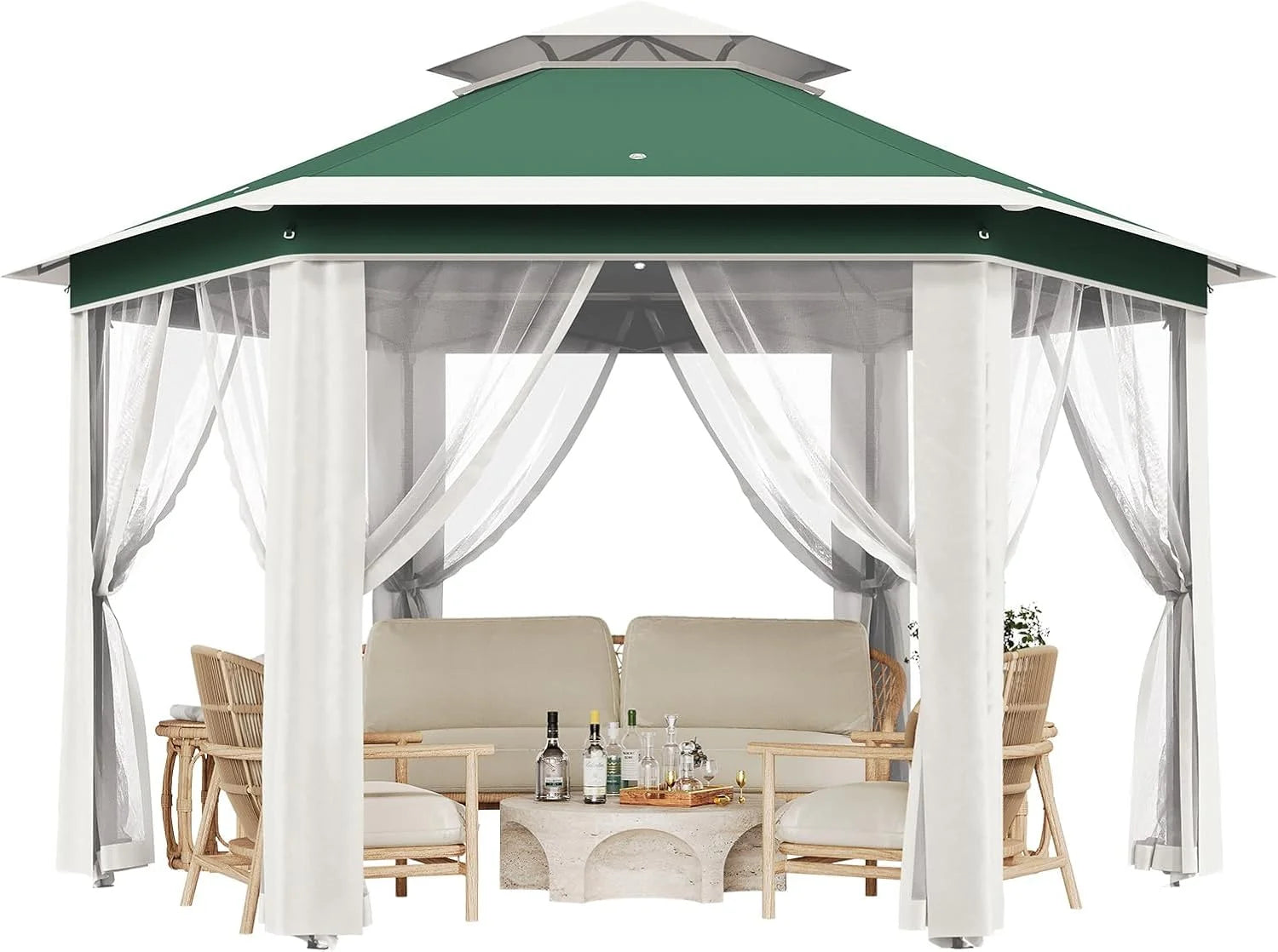 13x13 Gazebo Outdoor Canopy Shelter,Instant Patio Gazebo Sun Shade Canopy Tent with 6 Zippered Mesh Netting and Strong Steel Frame for Lawn,Garden,Backyard,Deck Party