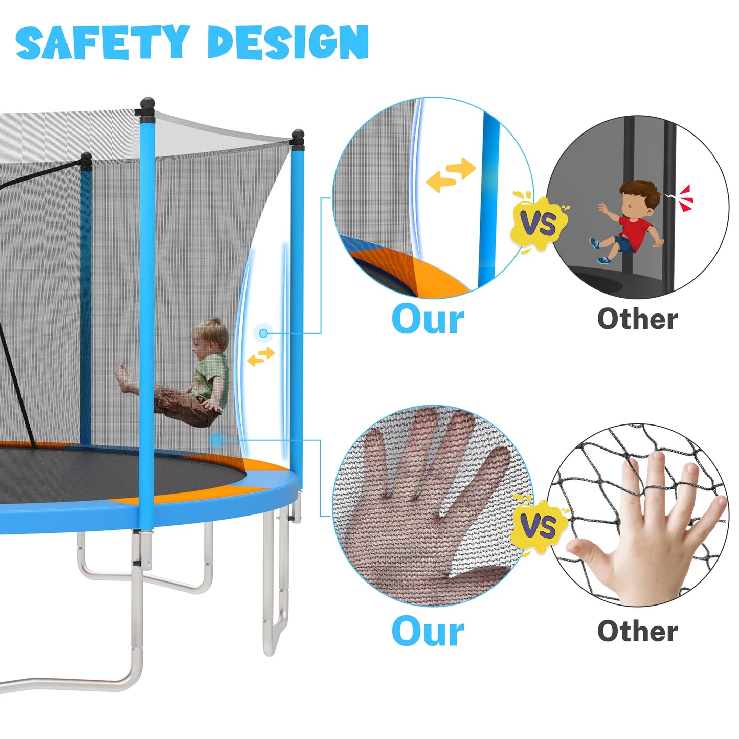 14Ft Trampoline for Kids and Adults, Outdoor Trampoline with Basketball Hoop, Segmart Upgrade Heavy Duty Trampoline with Enclosure Net & Ladder for Backyard Patio Garden