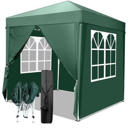 6.5x6.5ft Pop Up Canopy Tent - Instant White Gazebo w/4 Sidewalls, UPF 50+ & Carry Bag, 42 sq ft Shade for Camping/Patio (200x200cm)