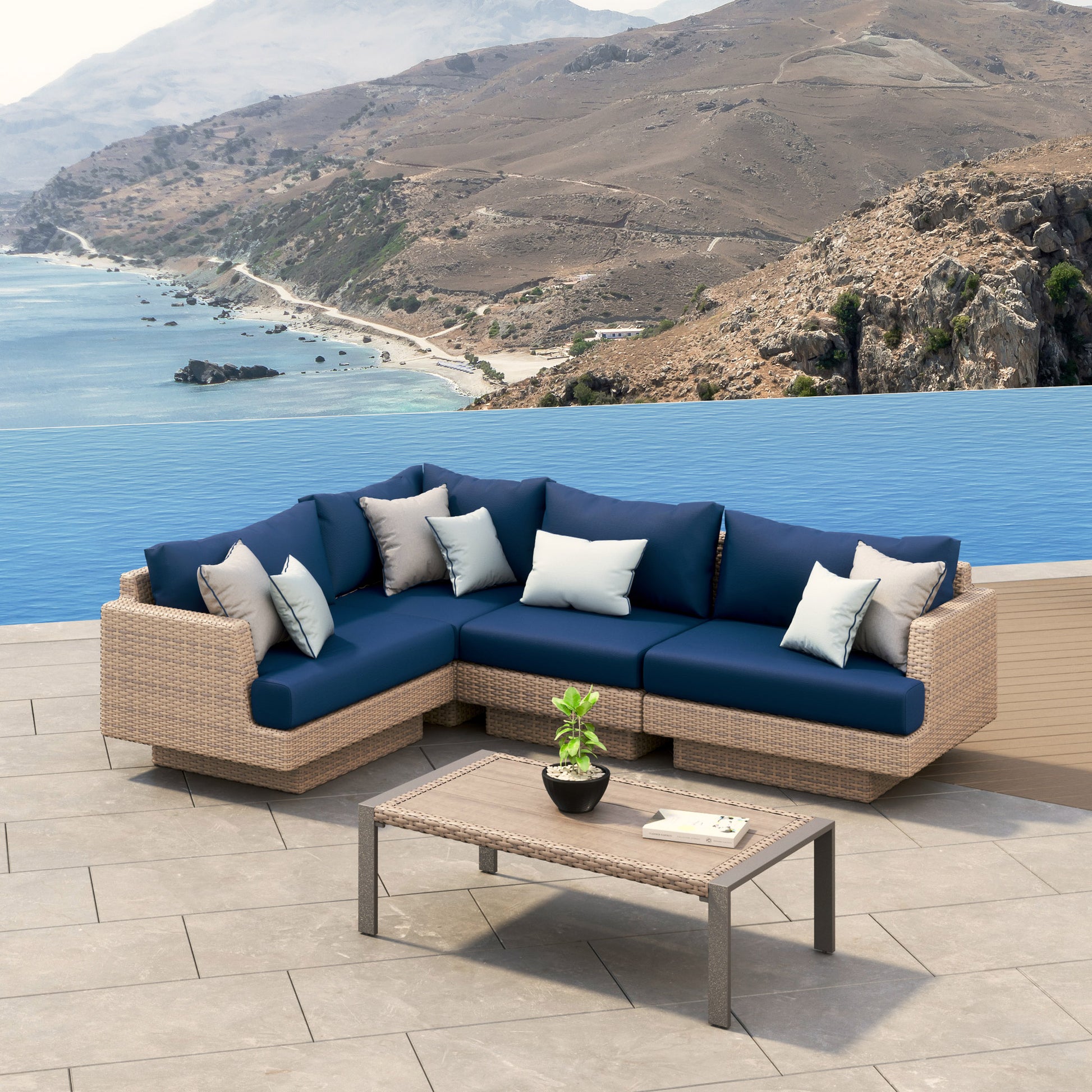 Portofino Repose 5-piece Outdoor Patio Modular Sectional Seating Set