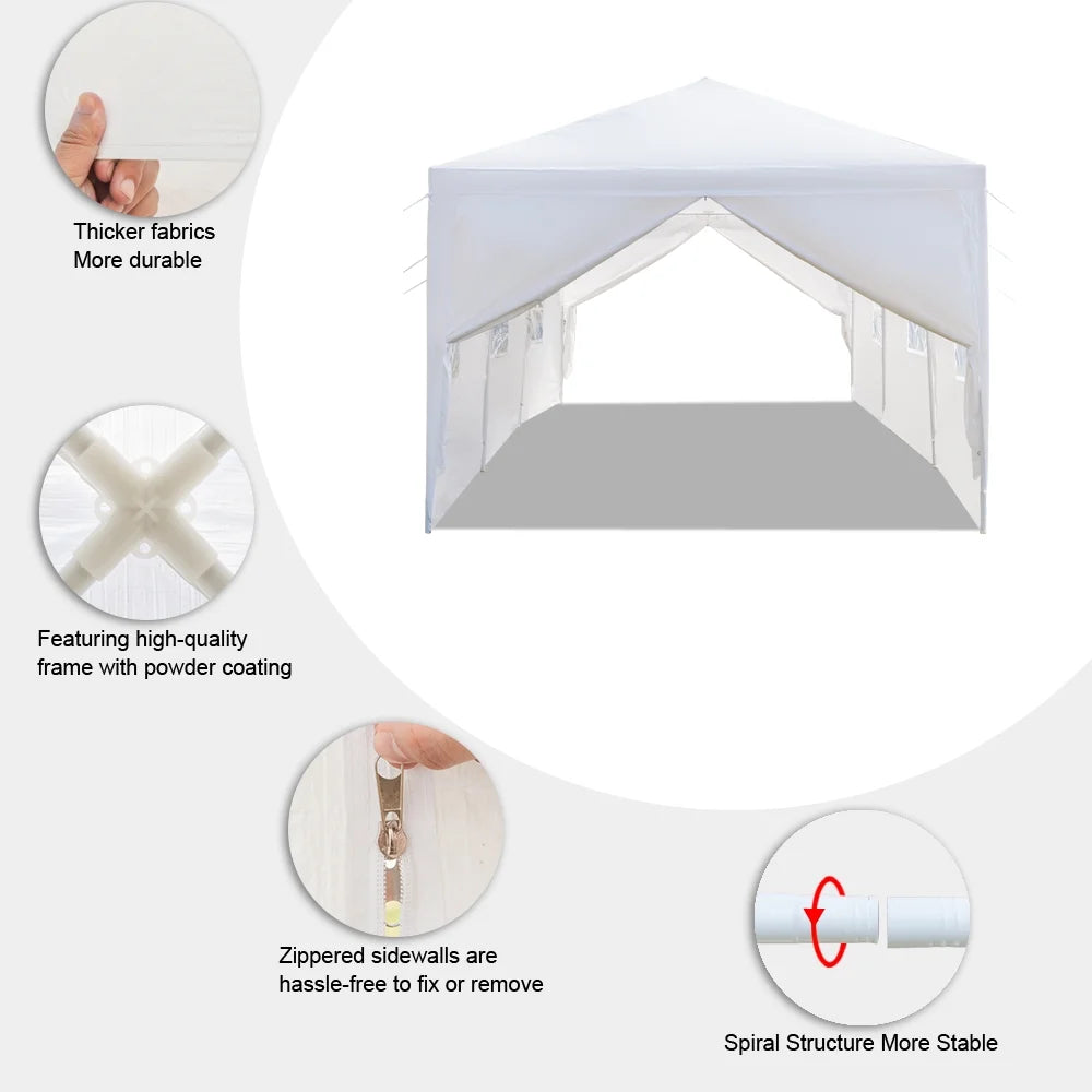 10'x30' Canopy Tents for Outside, Waterproof Outdoor Gazebo BBQ Shelter Pavilion with 8 Removable Sidewalls, for Party Wedding Catering Gazebo Garden Beach Camping Patio, S10188