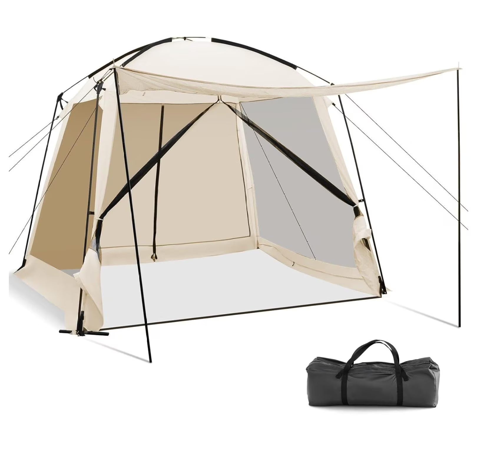 10x10 Screen Tent, Portable Screen House for Camping & Patios - Easy Setup Canopy with Mesh Walls, 2 Doors & Carry Bag Beige