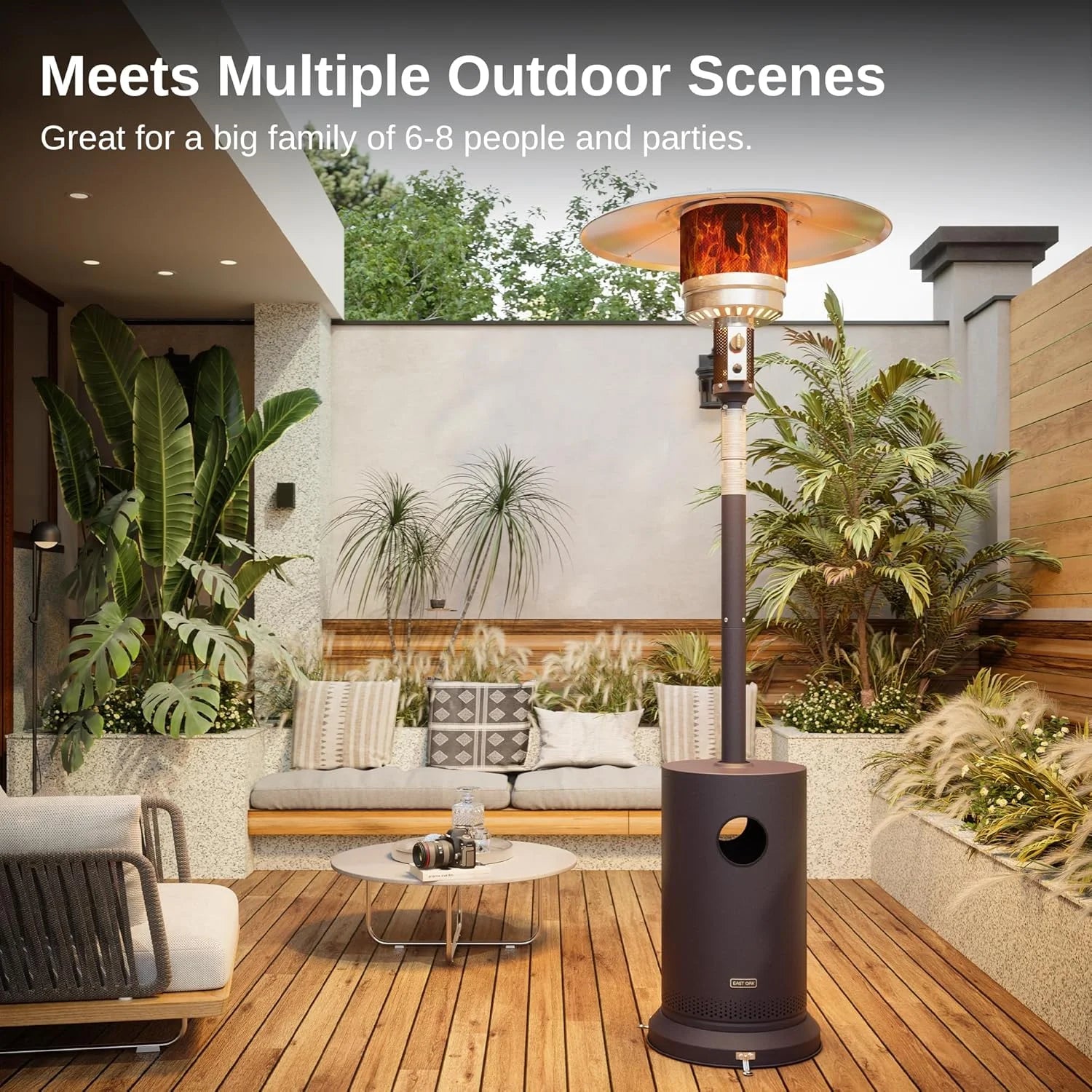 EAST OAK 48,000 BTU Patio Heater Outdoor Propane Heaters with Wheels Portable for Home Commercial Use, Wheels, Coffee