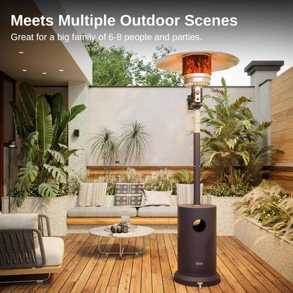 EAST OAK 48,000 BTU Patio Heater Outdoor Propane Heaters with Wheels Portable for Home Commercial Use, Wheels, Coffee