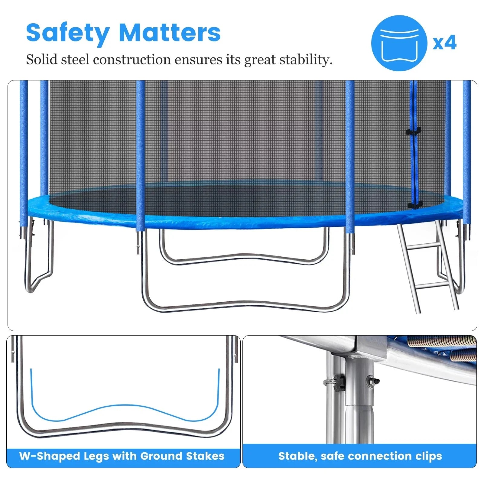 Trampoline for Kids and Adults, Segmart 10Ft Trampoline with Basketball Hoop, Outdoor Trampoline with Safety Enclosure Net and LED Lights, Recreational Trampoline for Backyard Patio