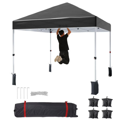 Luku 10x10ft Instant Pop-Up Canopy Tent with Patented Center Lock System, Portable Wheeled Carry Bag, Adjustable Height Straight Legs for Outdoor, Garden, Market, Patio, Yard
