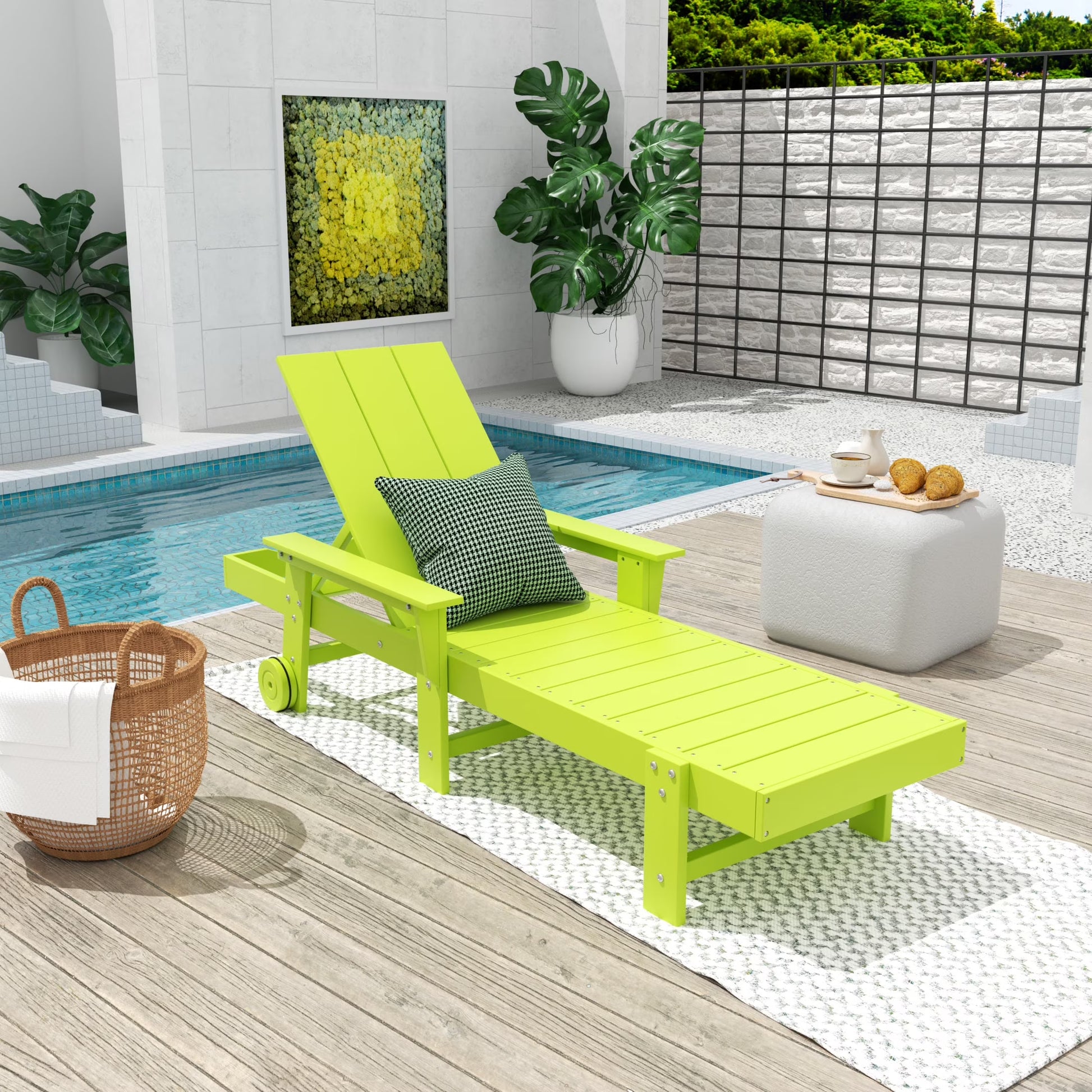 WestinTrends Shoreside Poly Reclining Chaise Lounge for Outdoor, Patio, Garden, Orange