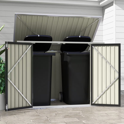 Patiowell 6' x 3' Horizontal Metal Shed, Outdoor Storage Black Trash Shed with Double Lockable Doors, Easy Lift Hinges and Sloping Roof