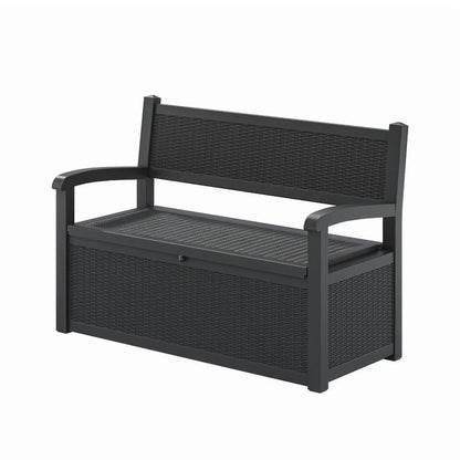 Bifanuo 70 Gallon Storage Bench Deck Box for Patio Furniture with Armrest Bench Outdoor Storage Water-Resistant Deck Box for Garden Tools,Pool Storage and Outdoor Cushions,Grey