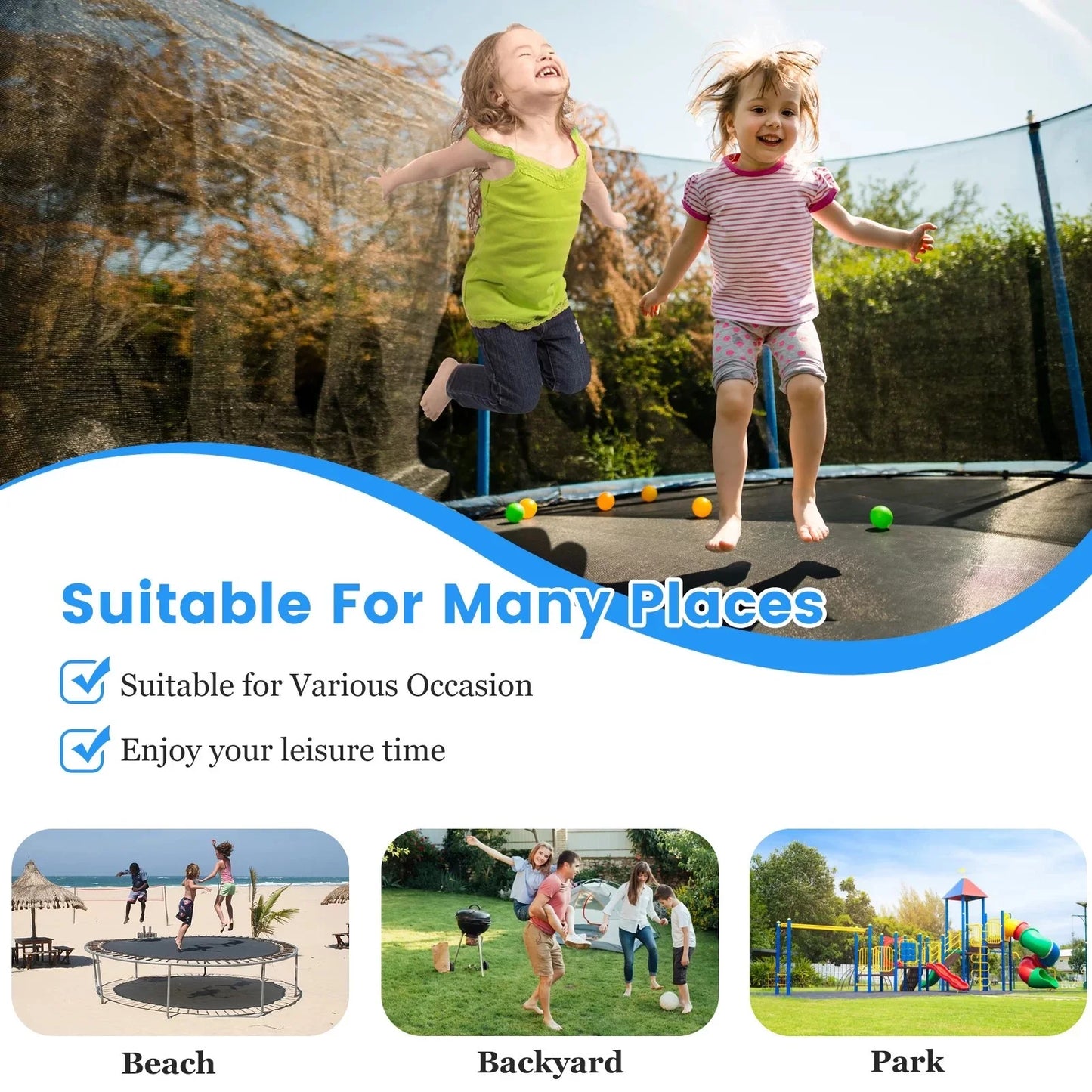 Trampoline for Kids and Adults, Segmart 10Ft Trampoline with Basketball Hoop, Outdoor Trampoline with Safety Enclosure Net and LED Lights, Recreational Trampoline for Backyard Patio