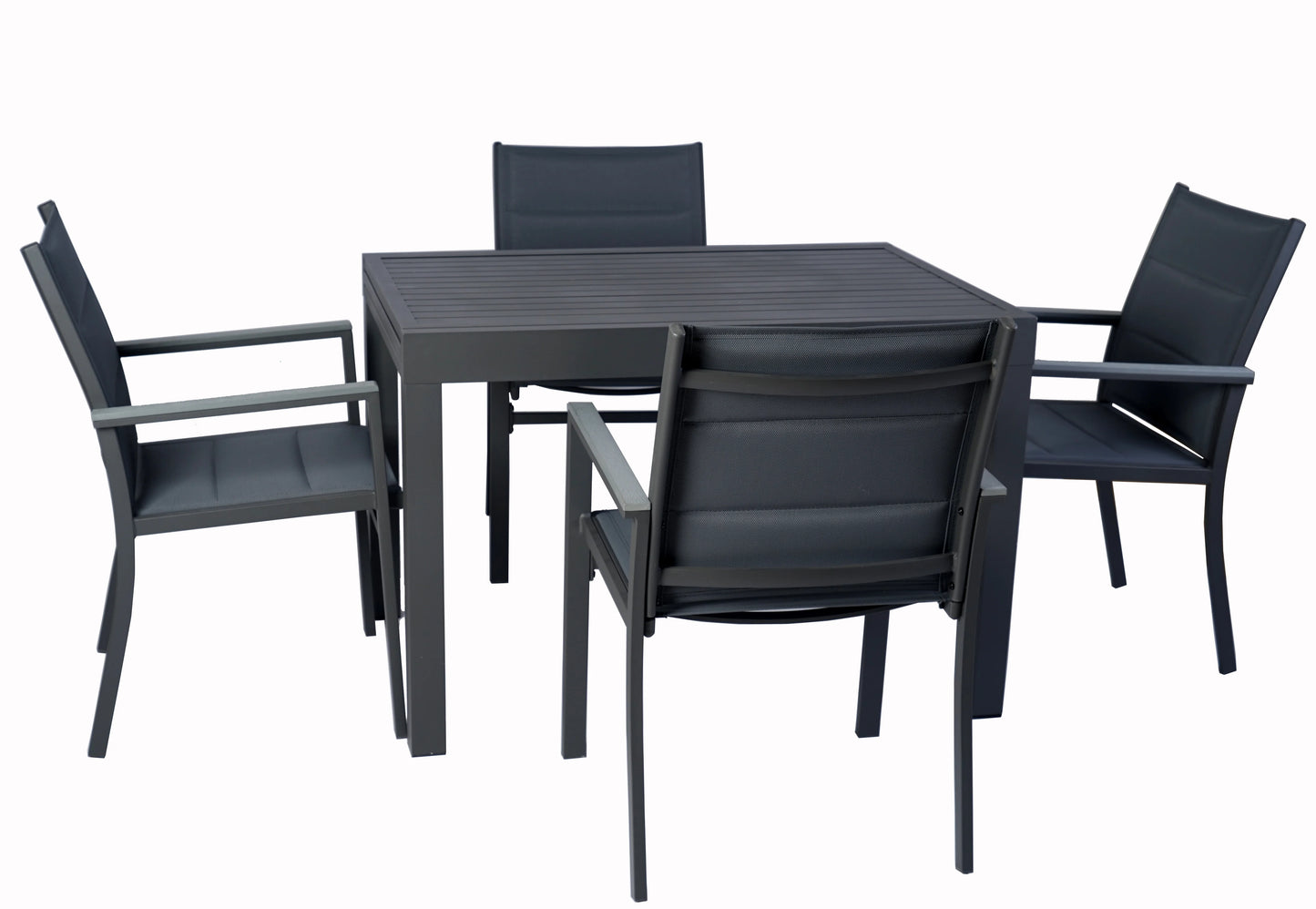 Kozyard Villa Outdoor Patio Metal Slate and Aluminum Rectangle Dining Table ( Gray )