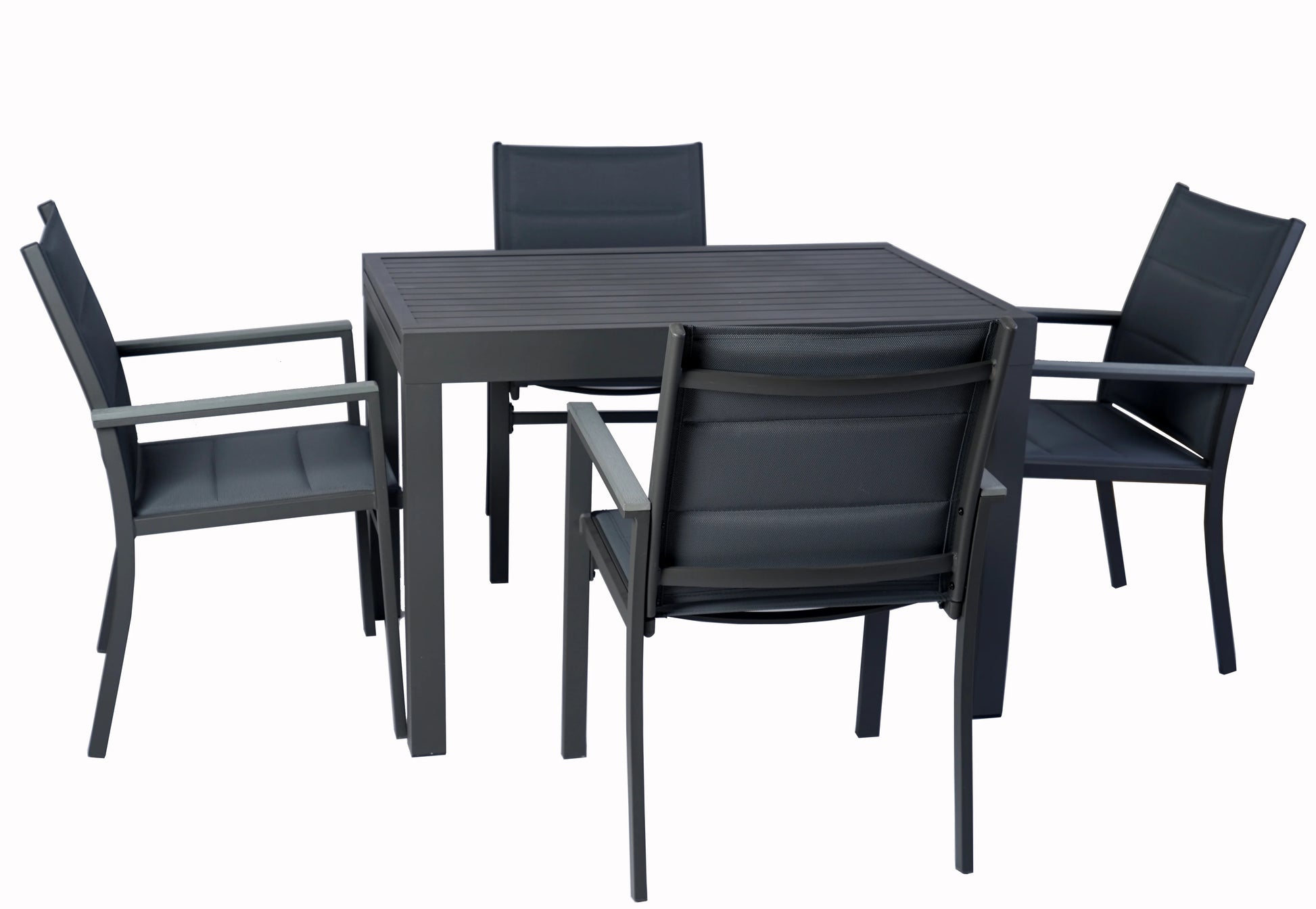 Kozyard Villa Outdoor Patio Metal Slate and Aluminum Rectangle Dining Table ( Gray )