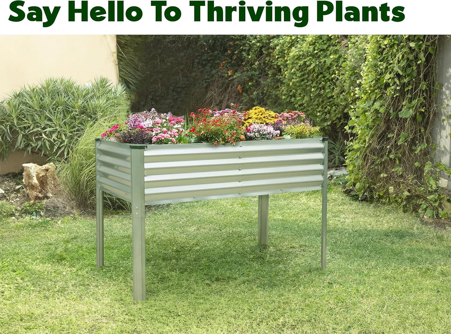 Galvanized Raised Garden Beds Outdoor with Legs//48?24?31in Elevated Planter Box for Vegetables, Flowers (Silver)//Large Metal Garden Bed for Backyard Patio Gardening
