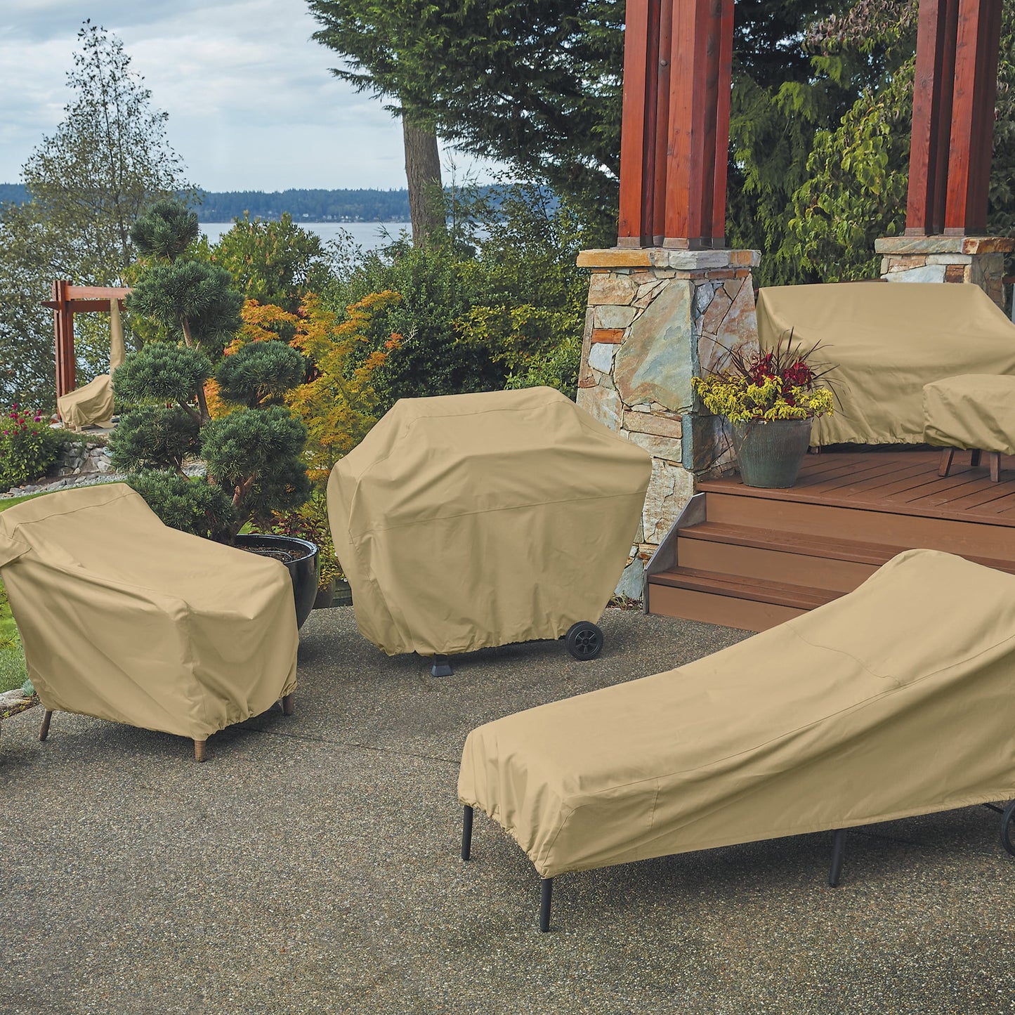 Classic Accessories Terrazzo Water-Resistant 104 Inch Patio Left-Facing Sectional Lounge Set Cover