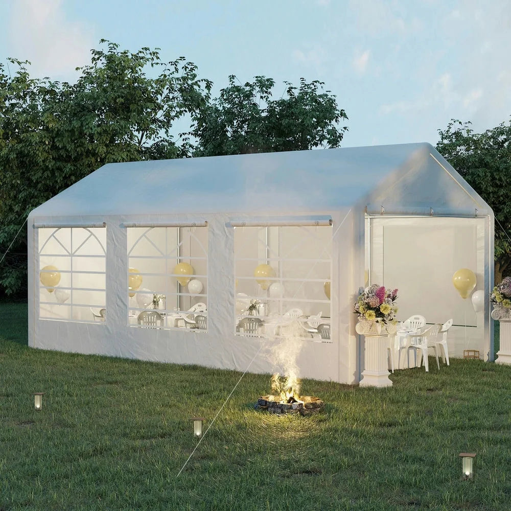 Topcobe 10' x 20' Heavy Duty Party Tent & Carport with Removable Sidewalls and Double Doors, Large Canopy Tent, Sun Shade Shelter, Outdoor Patio Canopy for Garden Backyard Parties, BBQ, White