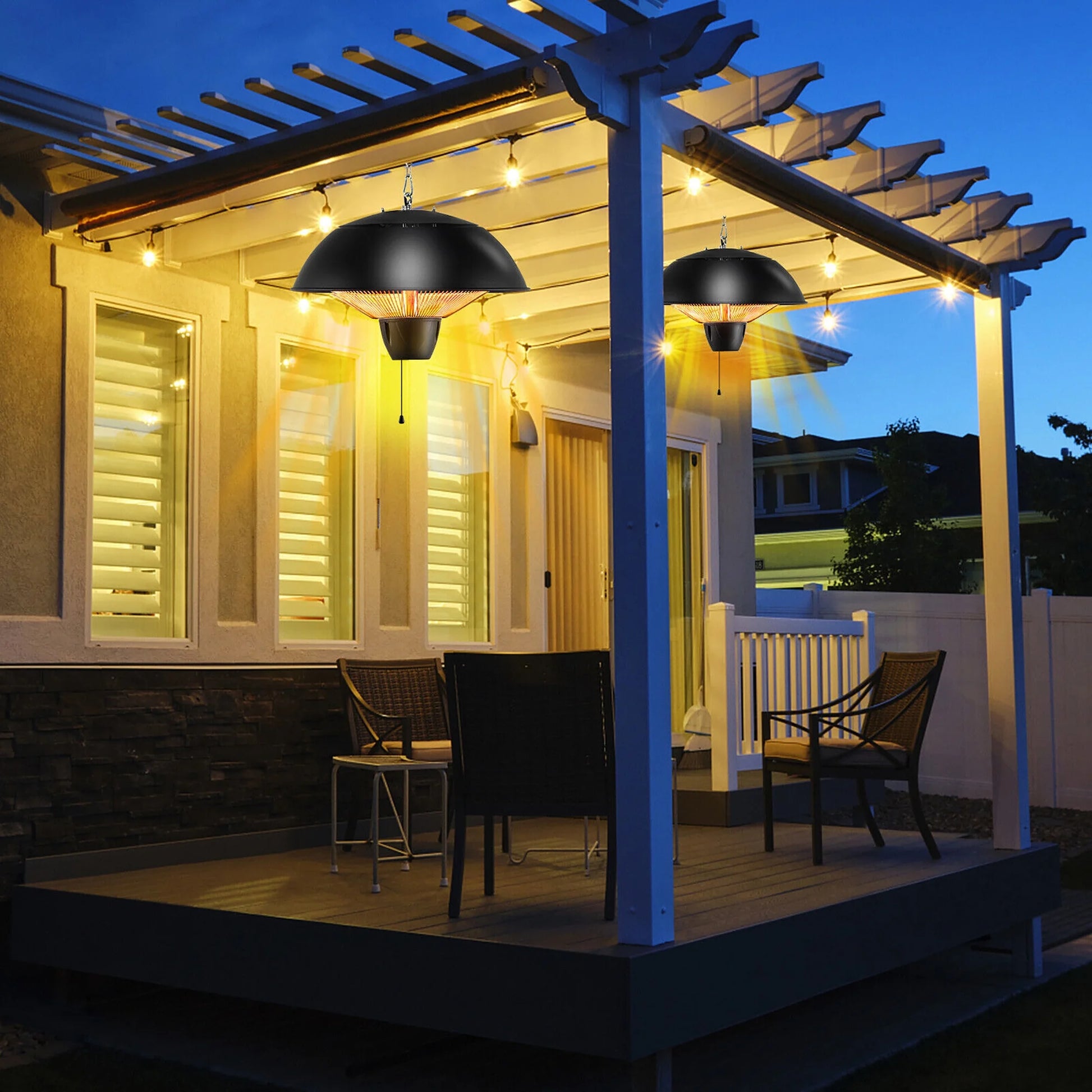 Gymax 1500W Electric Outdoor Hanging Patio Heater w/IPX4 Waterproof