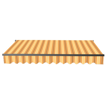 ALEKO 16' x 10' Retractable Motorized Black Frame Patio Awning, Multi Striped Yellow Color