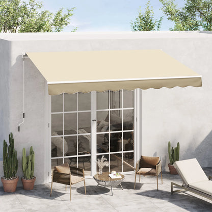 DUOSONG Outsunny 10' X 8' Retractable Awning, Patio Awnings, Sunshade Shelter W/Manual Crank Handle, Uv & Water-Resistant Fabric And Aluminum Frame For Deck, Balcony, Yard, Beige Beige Aluminum