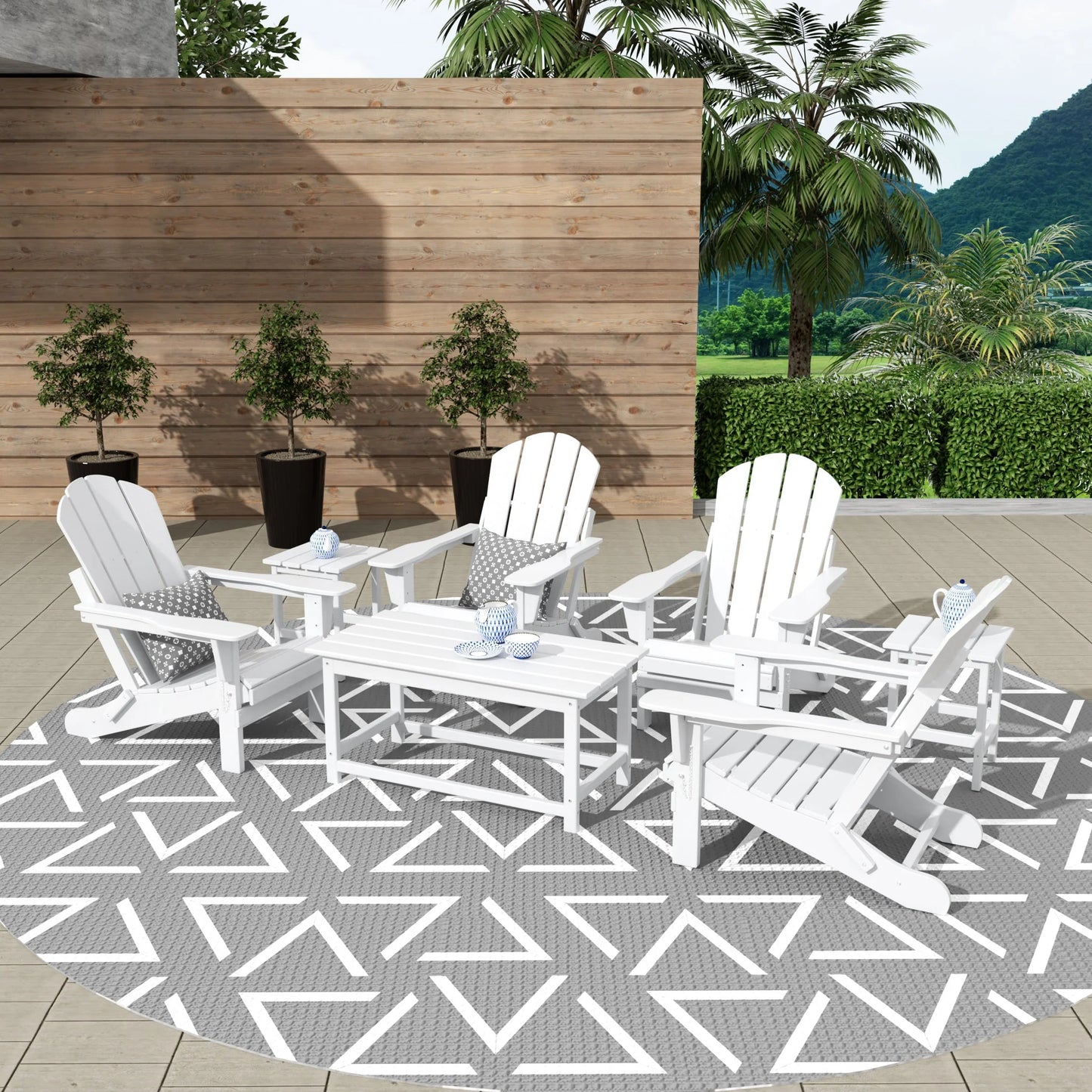 Westintrends Outdoor Patio Classic Adirondack Coffee Table, White