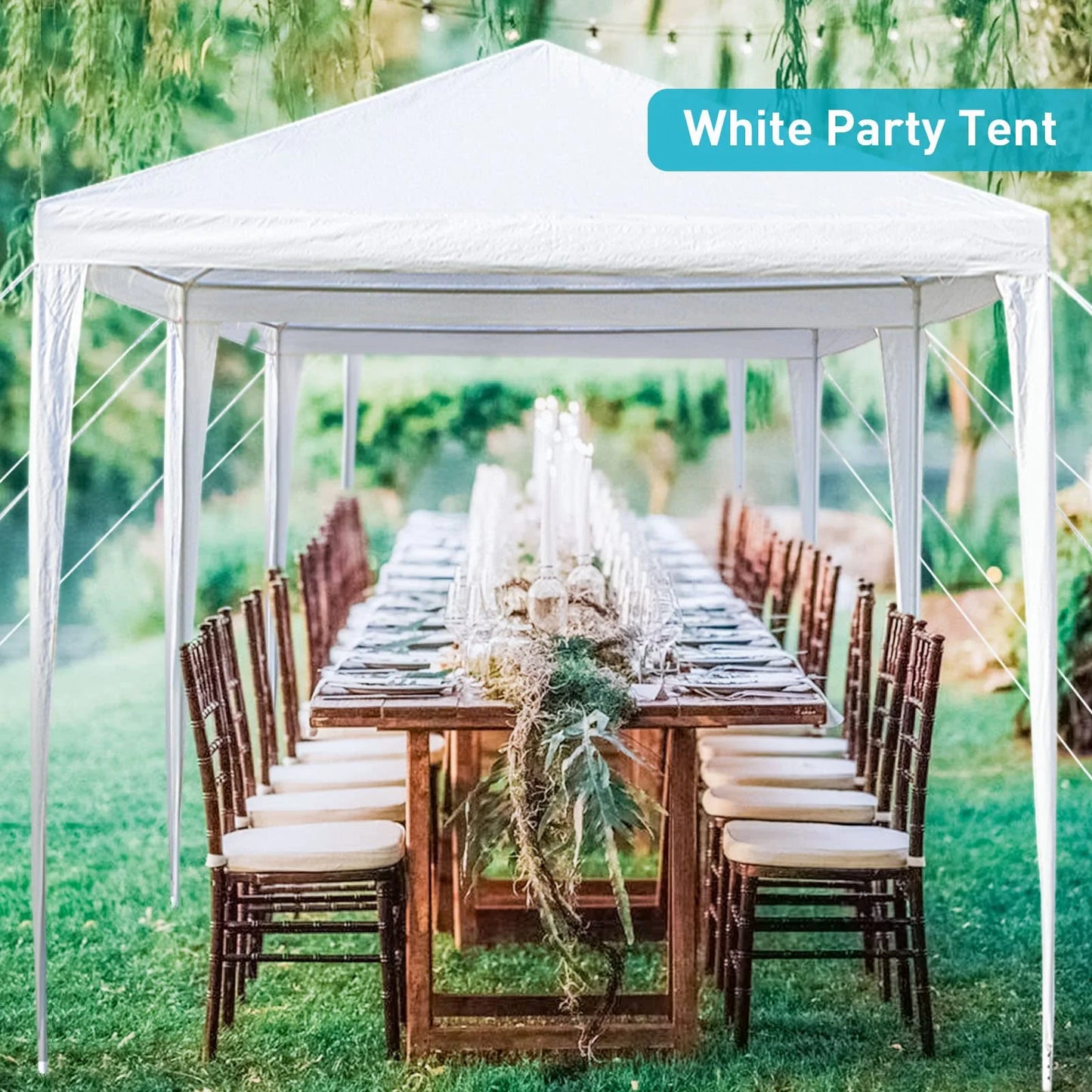 10'x30' Heavy Duty Outside Party Tent, Waterproof Event Tent for Beach Wedding Camping, Durable Outdoor Event Tent for Patio Garden BBQ Shelter, White