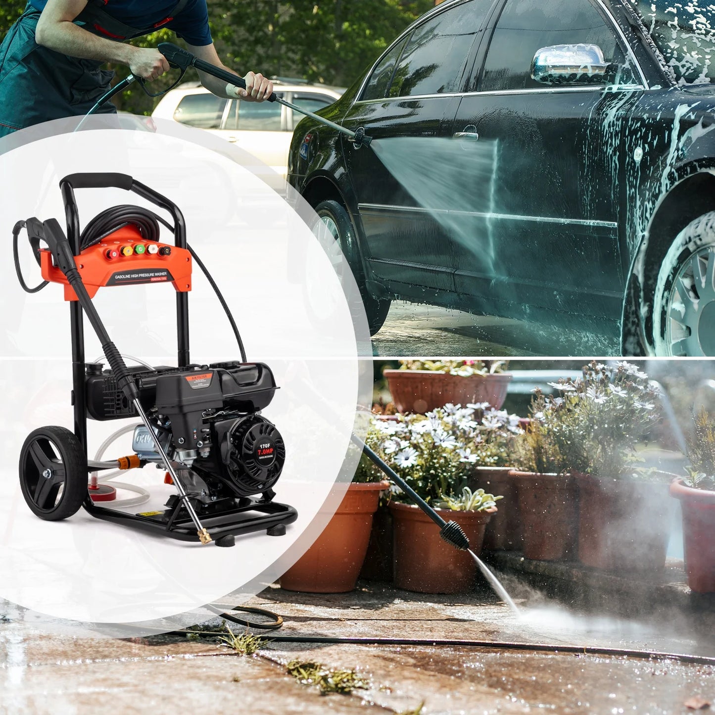 Ktaxon 198CC Gas Pressure Washer, 2700 PSI and 2.3 GPM, for Cars/Fences/Driveways/Homes/Patios