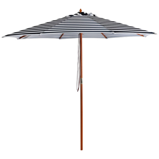 Northlight Striped Outdoor Patio Market Umbrella with Wooden Pole - 8.5' - Blue and White
