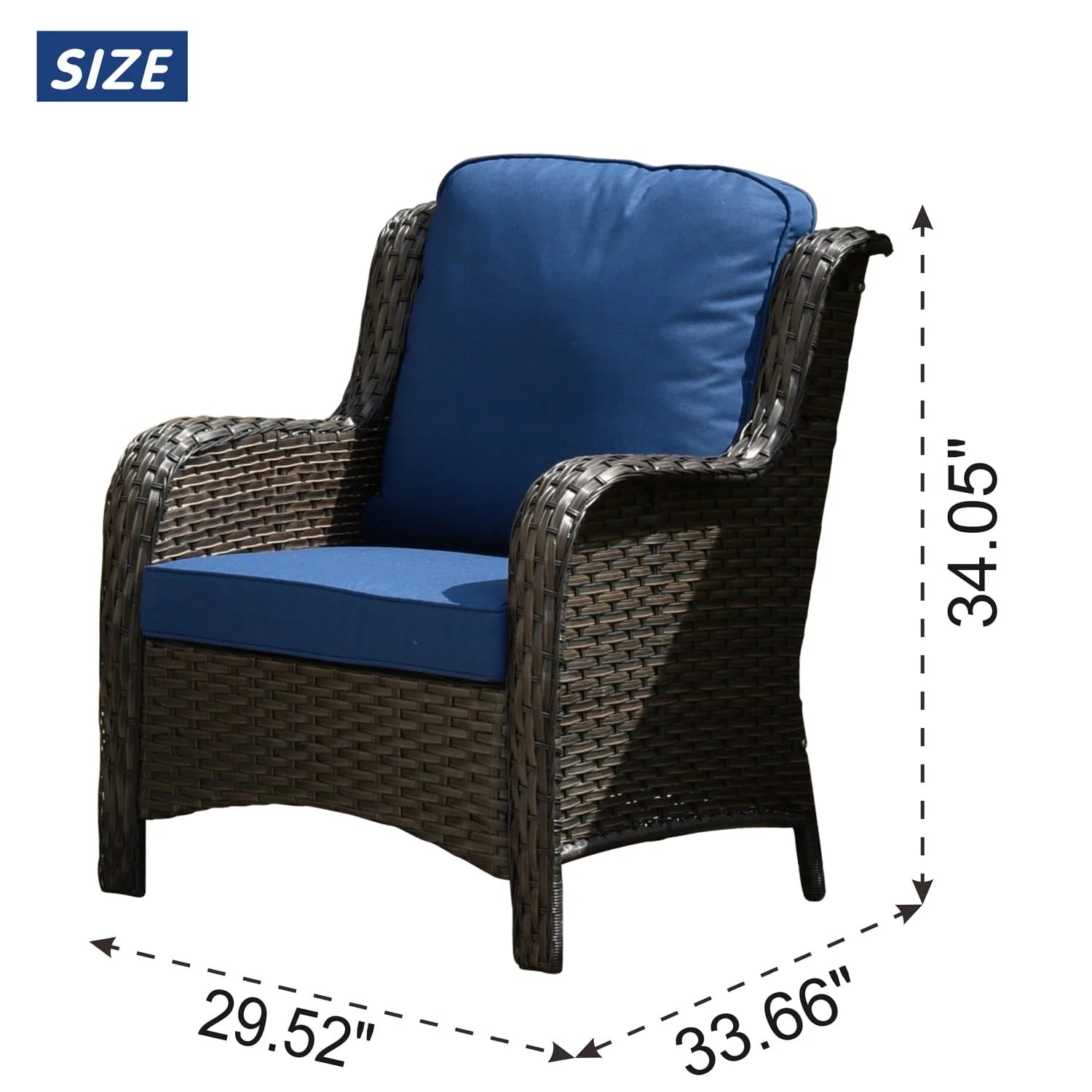 Ovios Outdoor Patio Single Chairs on sale 2 Pieces, Wicker Patio Single Chairs Set, PE Rattan Patio Chairs with Fabric Cushions for Backyard