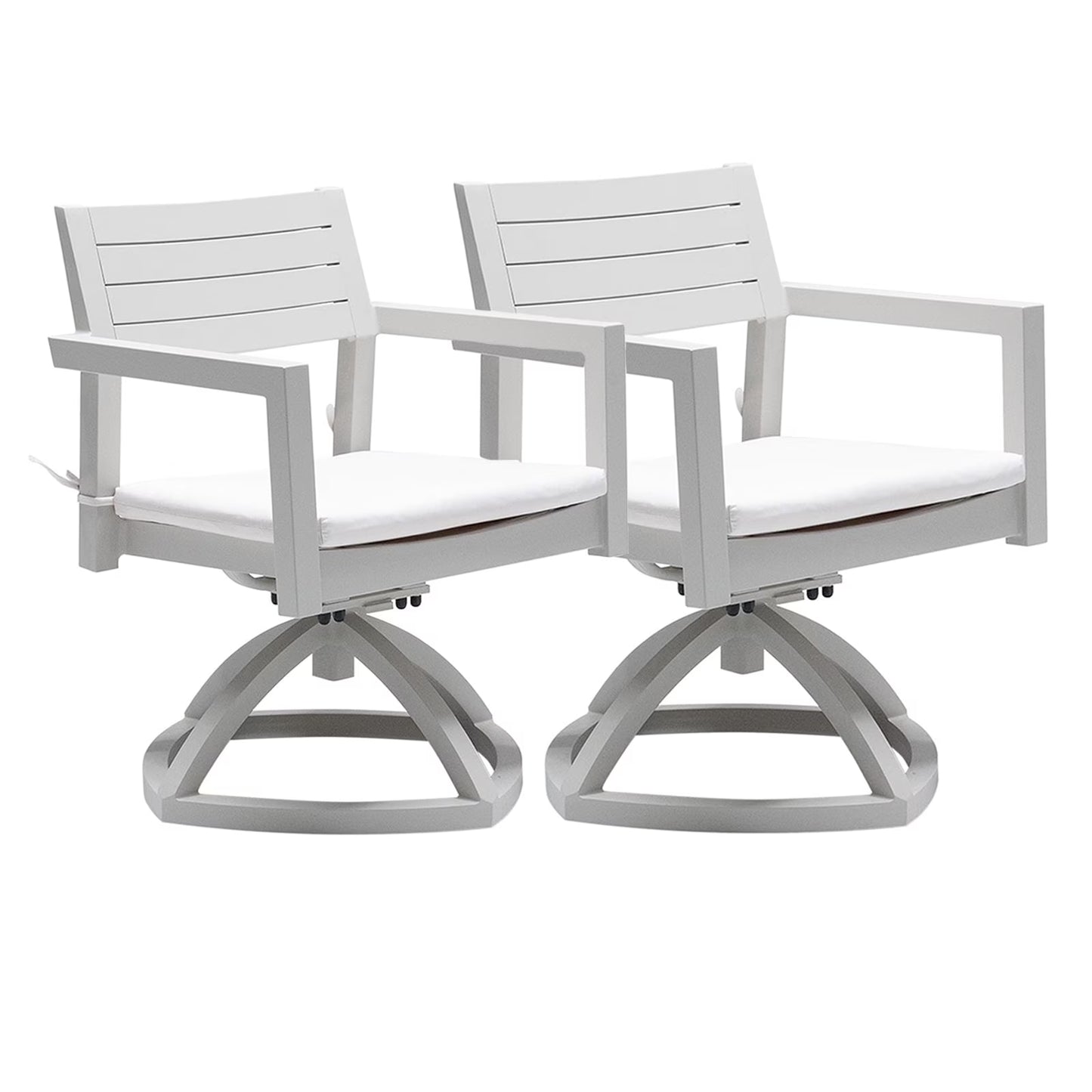 Outdoor Patio K/D Aluminum Stationary Dining Chairs 2PCS with Outdoor-grade Sunbrella Fabric Cushions, Branch-Like Backrest ,FSC-Certified Wood Armrests, Bourbon Brown