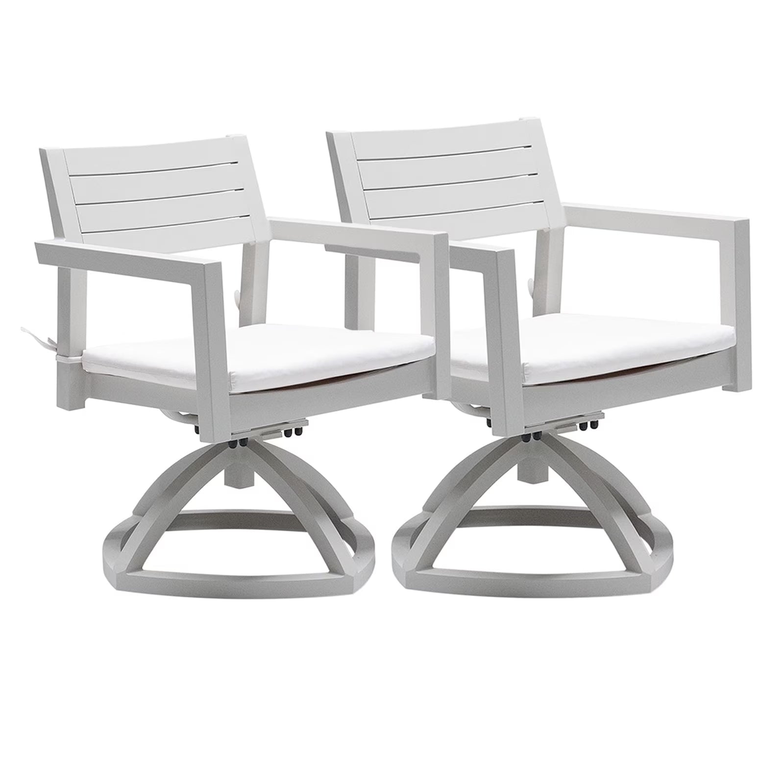 Outdoor Patio K/D Aluminum Stationary Dining Chairs 2PCS with Outdoor-grade Sunbrella Fabric Cushions, Branch-Like Backrest ,FSC-Certified Wood Armrests, Bourbon Brown