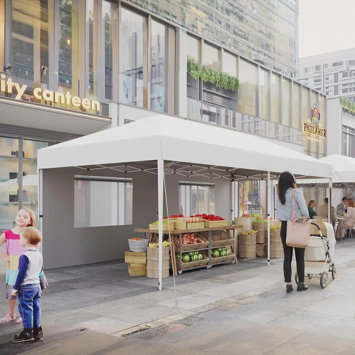 10'x 20' Pop up Canopy Tent,inst antEasy Setup Commercial Canopy Tent with 2Pcs Sidewalls, 12 Stakes & 6 Sandbags, Portable Outdoor Tent for Farmers' Market, Wedding, Patio, Party, Event