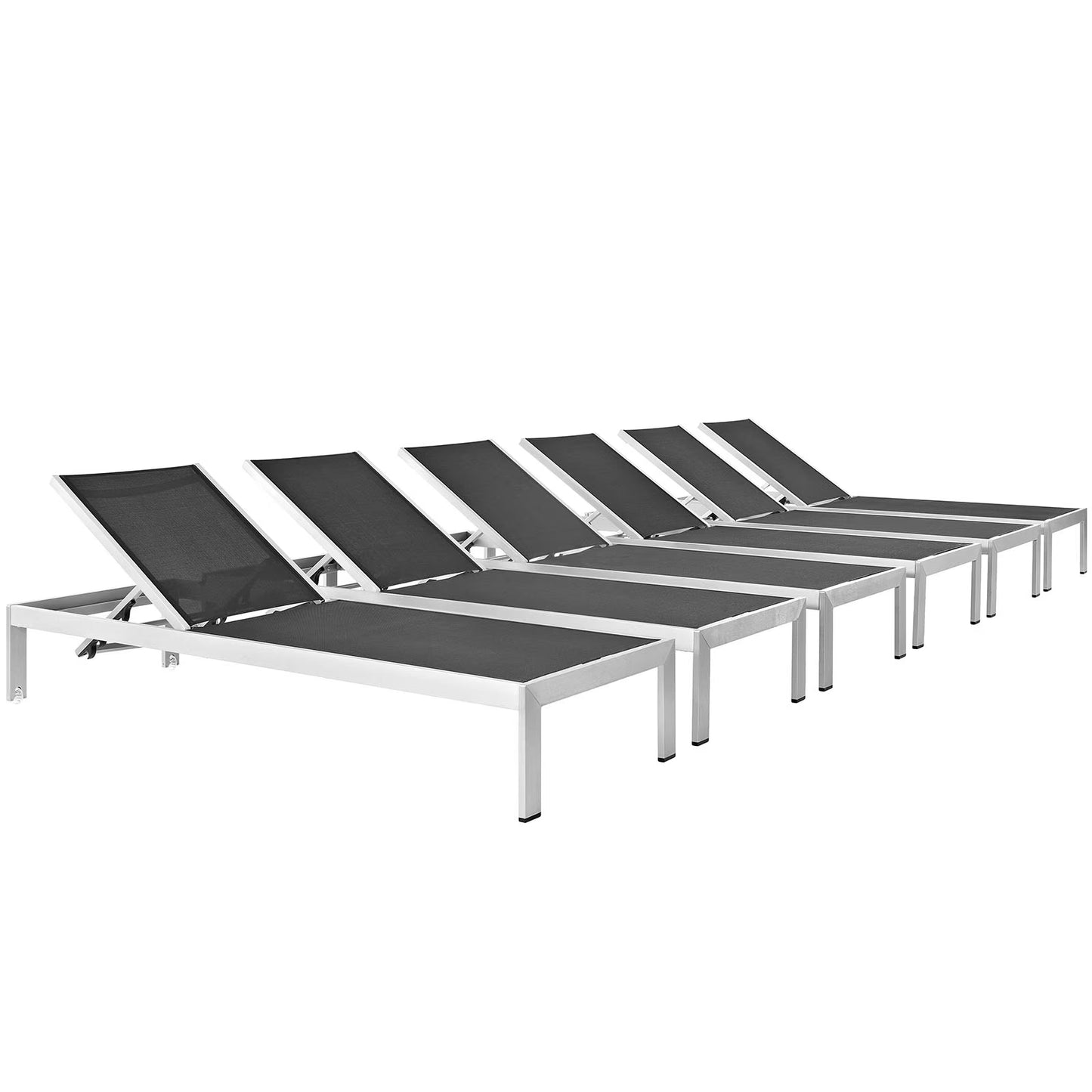 Modern Contemporary Urban Design Outdoor Patio Balcony Chaise Lounge Chair, Black, Metal Aluminum