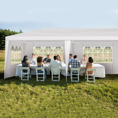 10'x30' Outdoor Party Tent with 8 Removable Sidewalls, Waterproof Canopy Patio Wedding Gazebo, White